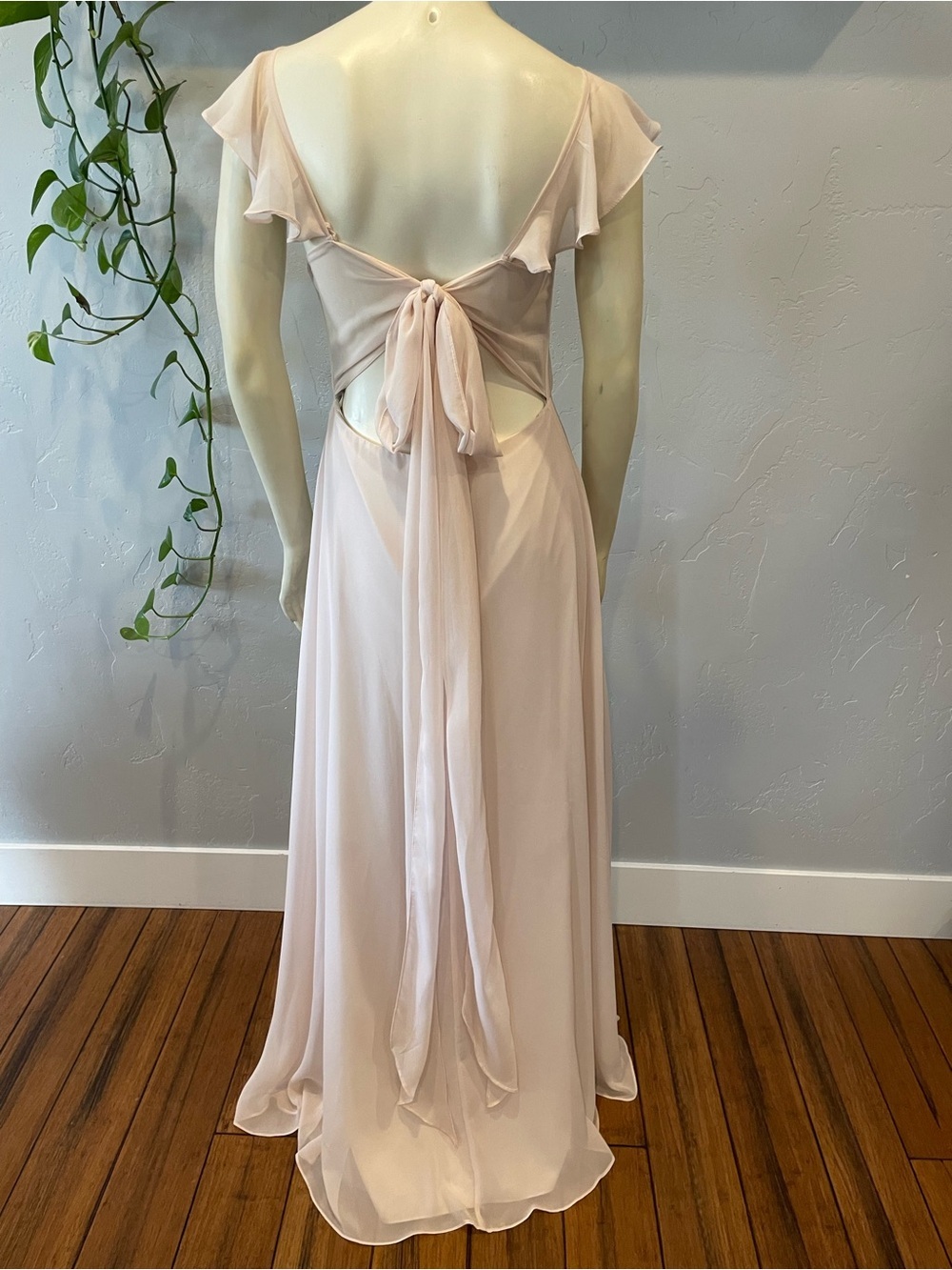 Azazie formal Back-Tie Chiffon Maxi Dress in Soft Blush 4